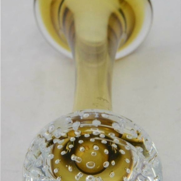 Art Glass Bud Vase Large Controlled Bubbles Ground Base Vintage - Picture 6 of 7